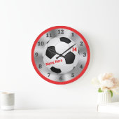 Grande Horloge Ronde Clock Cool Personalized Soccer pour Soccer Menaces (Maison)