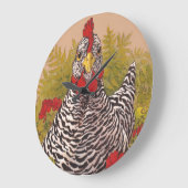 Grande Horloge Ronde Clock de Barred Rock Chicken (Angle)