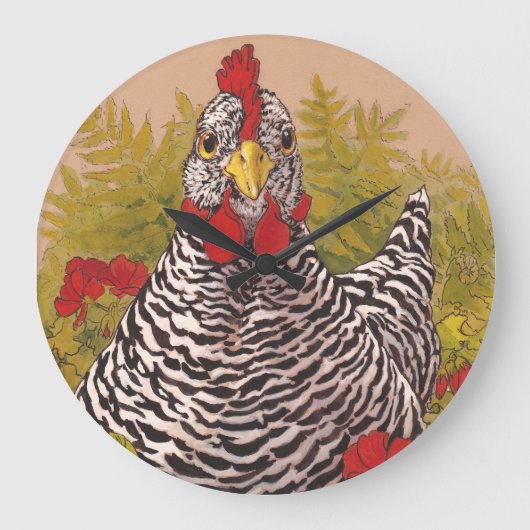 Grande Horloge Ronde Clock de Barred Rock Chicken (Recto)