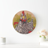 Grande Horloge Ronde Clock de Barred Rock Chicken (Maison)