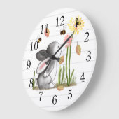 Grande Horloge Ronde Clock de Bunny Bees (Angle)