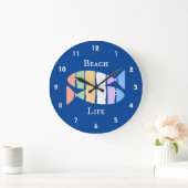 Grande Horloge Ronde Clock de Colorful Double Fish Beachy (Maison)
