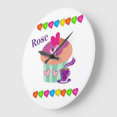 Grande Horloge Ronde Clock de Cupcake Hearts (Angle)