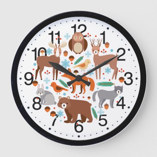Grande Horloge Ronde Clock de Cute Animal (Recto)