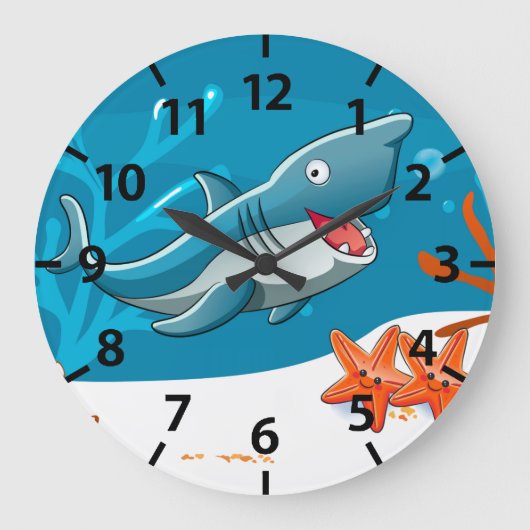 Grande Horloge Ronde Clock de Cute Shark (Recto)