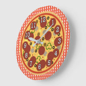 Grande Horloge Ronde Clock de Funny Pizza Time (Angle)