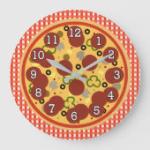 Grande Horloge Ronde Clock de Funny Pizza Time (Recto)