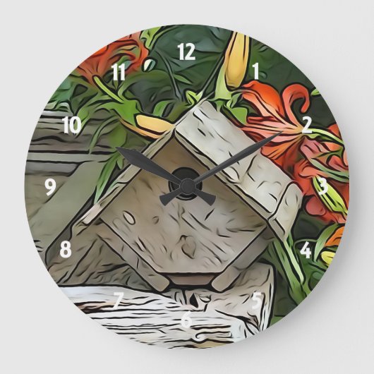 Grande Horloge Ronde Clock de Garden Birdhouse (Recto)