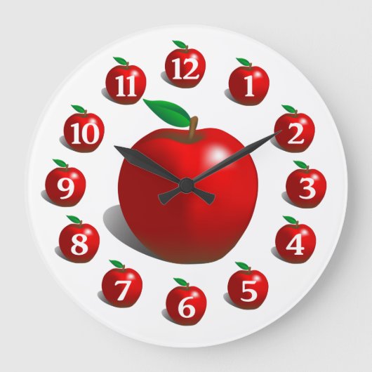 Grande Horloge Ronde Clock de l'apple rouge (Recto)