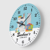Grande Horloge Ronde Clock de Laundry Room (Angle)