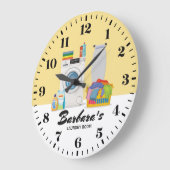 Grande Horloge Ronde Clock de Laundry Room (Angle)