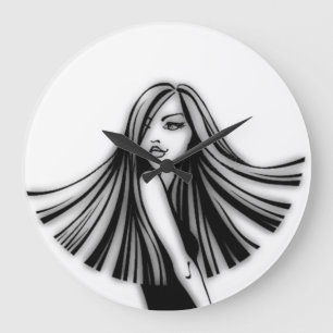 Grande Horloge Ronde Clock de Long Haired Beauty