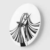 Grande Horloge Ronde Clock de Long Haired Beauty (Angle)