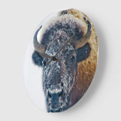 Grande Horloge Ronde Clock de Snowy Buffalo (Angle)