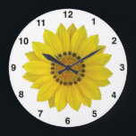 Grande Horloge Ronde Clock de Sunflower<br><div class="desc">L'horloge murale parfaite pour les amoureux fleurs sauvages dans votre vie,  ou VOUS! Cette décoration joyeuse égaye toute cuisine ou salle de loisir. Design photo original de TrailsideDesigns.</div>