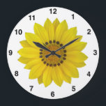 Grande Horloge Ronde Clock de Sunflower<br><div class="desc">L'horloge murale parfaite pour les amoureux fleurs sauvages dans votre vie,  ou VOUS! Cette décoration joyeuse égaye toute cuisine ou salle de loisir. Design photo original de TrailsideDesigns.</div>
