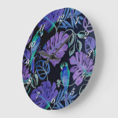 Grande Horloge Ronde Clock de Tropical Parrot Paradise (Angle)