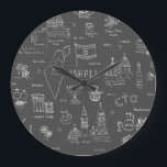 Grande Horloge Ronde Clock du Mur Acrylique<br><div class="desc">Symbole d'Israël clock</div>