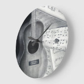 Grande Horloge Ronde Clock Guitar & Sheet Music Wall (Angle)
