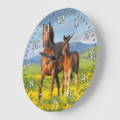 Grande Horloge Ronde Clock Horse & Foal Wall (Angle)