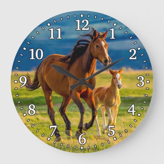 Grande Horloge Ronde Clock Horse & Foal Wall (Recto)