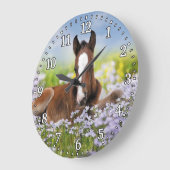 Grande Horloge Ronde Clock Horse & Foal Wall (Angle)