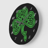 Grande Horloge Ronde Clock Lucky Celtic Shamrock (Angle)