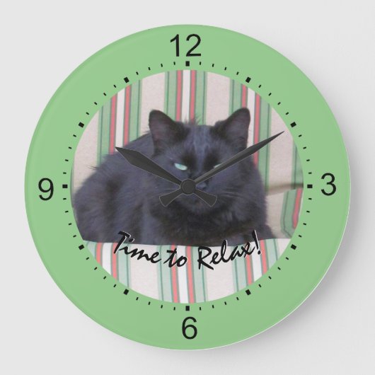 Grande Horloge Ronde Clock - Pet Image Time to Relax (Recto)