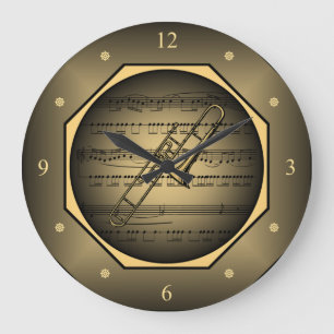 Grande Horloge Ronde Clock-tagon ~ Trombone ~ Sheet Music ~ Tuscan ~