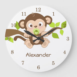 Grande Horloge Ronde Clocks de Cute Baby Monkey