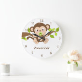 Grande Horloge Ronde Clocks de Cute Baby Monkey (Maison)