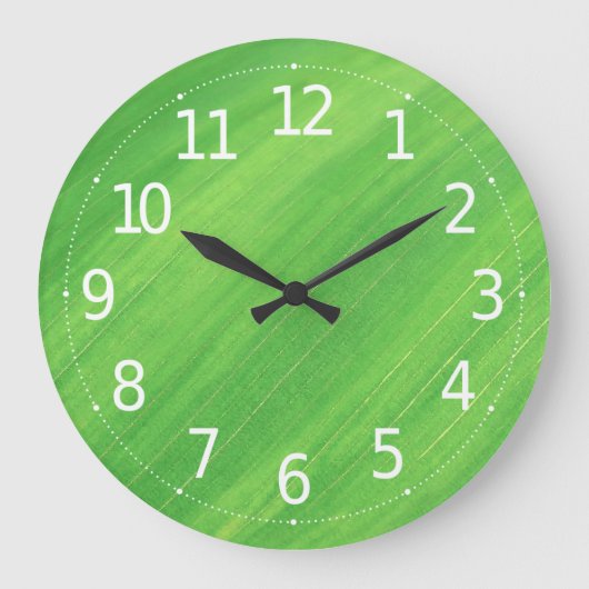 Grande Horloge Ronde Close-up de Green Leaves | Wall Clock (Recto)