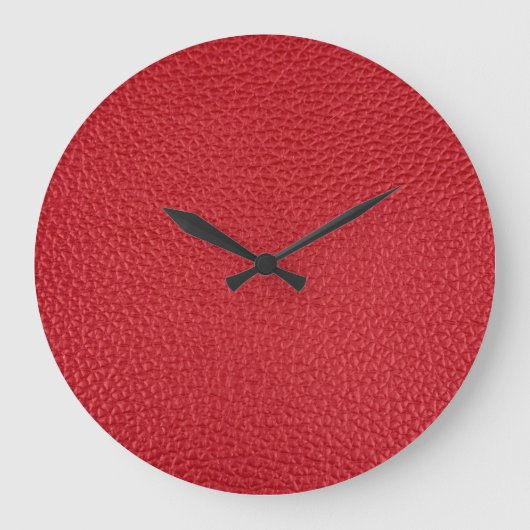 Grande Horloge Ronde Closeup en cuir artificiel rouge foncé. (Recto)