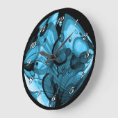 Grande Horloge Ronde Clou Abstraite murale bleu fumée (Angle)