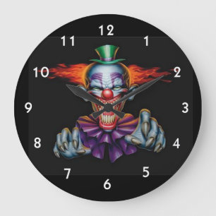 Grande Horloge Ronde Clown de mal de tueur