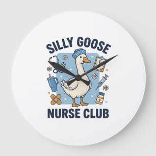 Grande Horloge Ronde Club de l'infirmière oie idiote Création vectoriel
