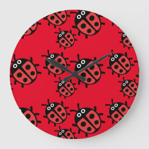 Grande Horloge Ronde Coccinelle Famille de petits enfants mignons