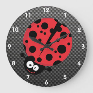 Grande Horloge Ronde Coccinelle ; Fibre de carbone de Faux