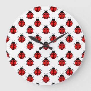 Grande Horloge Ronde Coccinelles Rouges Mignonnes Motif et Insecte Joye