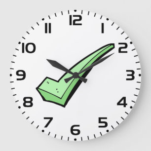 Grande Horloge Ronde Coche Vert Symbole de Validation