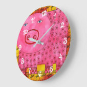 Grande Horloge Ronde Cochon à motifs (Angle)
