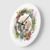 Grande Horloge Ronde Cockapoo Christmas Wreath Festive Pup (Angle)