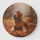 Grande Horloge Ronde Cocker Spaniel à l'automne Feuilles automne Inspir (Recto)