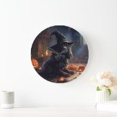 Grande Horloge Ronde Cocker Spaniel Citrouilles Halloween effrayant (Maison)