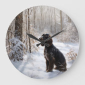 Grande Horloge Ronde Cocker Spaniel Laisser Neige Noël (Recto)