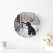 Grande Horloge Ronde Cocker Spaniel Laisser Neige Noël (Maison)