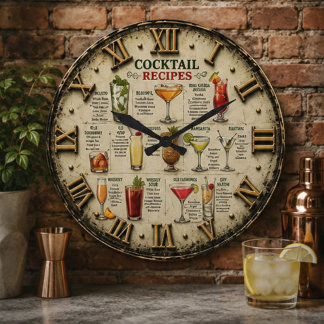 Grande Horloge Ronde Cocktail Recipes Vintage Mixology Bar Decor