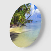 Grande Horloge Ronde Cocotier Palm Tree L'île tropicale (Angle)