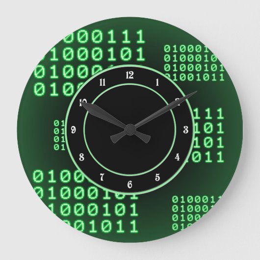 Grande Horloge Ronde Code binaire pour GEEK (Recto)