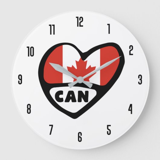 Grande Horloge Ronde Code pays du Canada CAN Flag Heart (Recto)